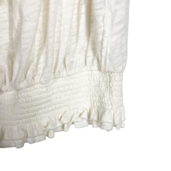 WE THE FREE Hummingbird Tee Linen Cotton Ivory Peasant Style Blouse Size Small - Picture 6 of 9